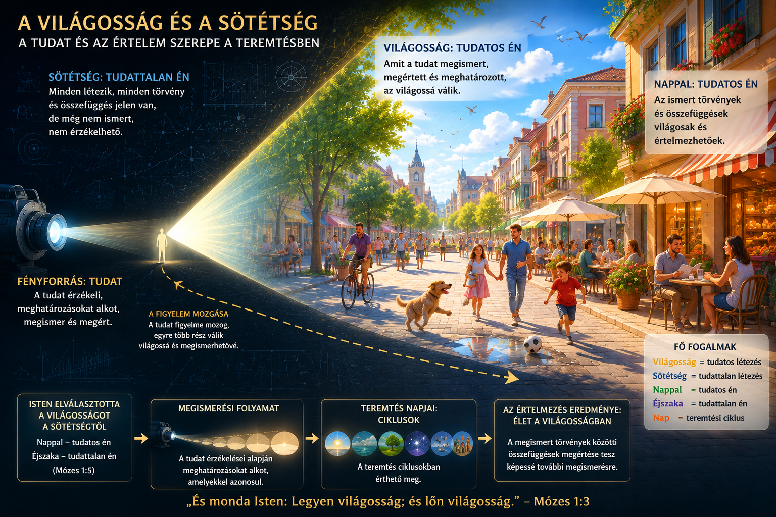 A világosság és a sötétség jelentése, a tudatos és tudattalan én megjelenítése